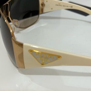 Authentic PRADA Cream & Gold Wrap Shield Sunglasses.Brand new never worn.